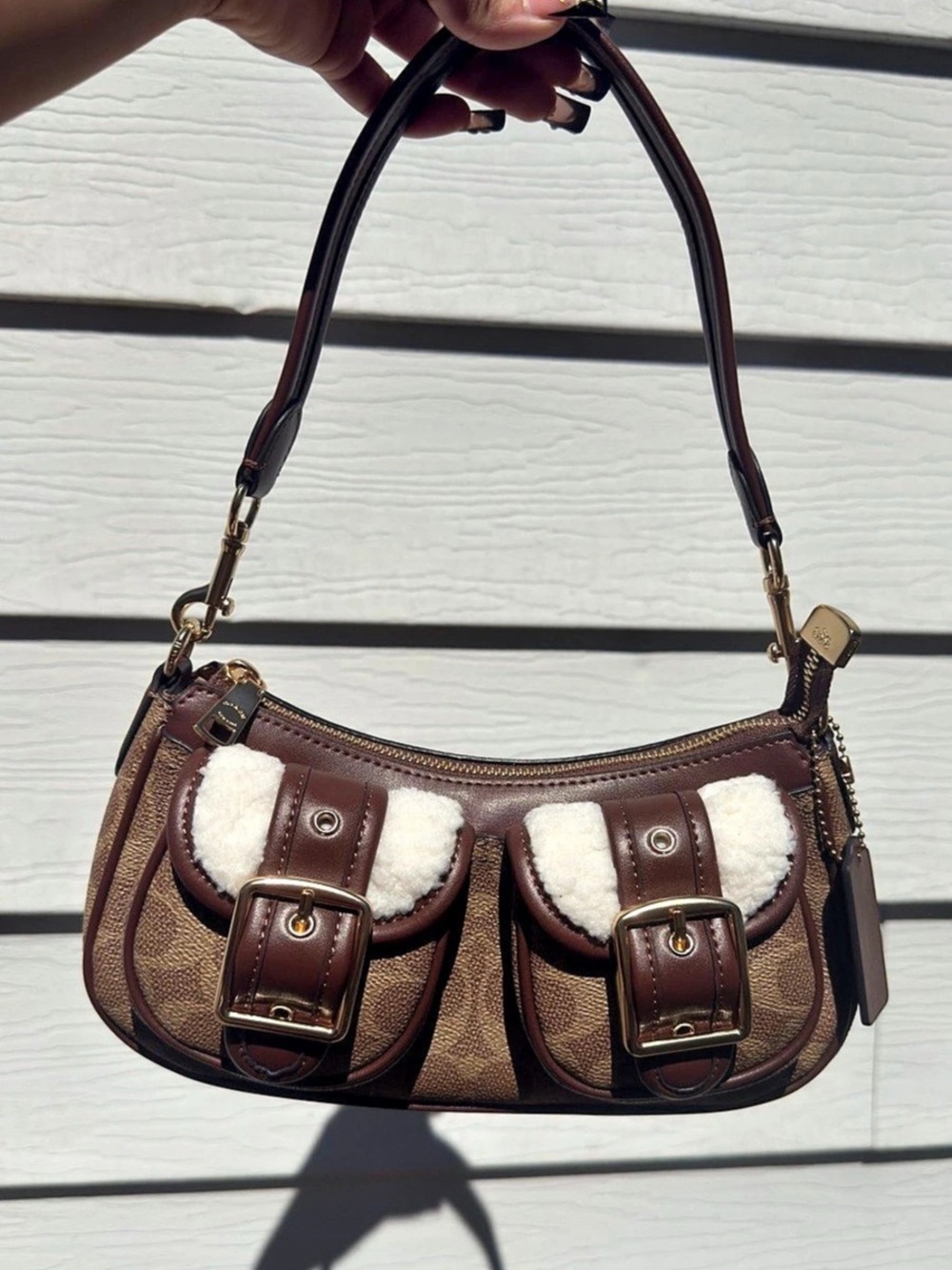 Coach Ashton Shoulder Bag with Shearling Trim NWOT Style CY653